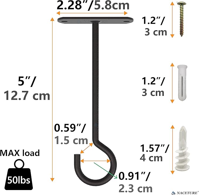 NACETURE Ceiling Hooks Heavy Duty 2 Pack - Image 6