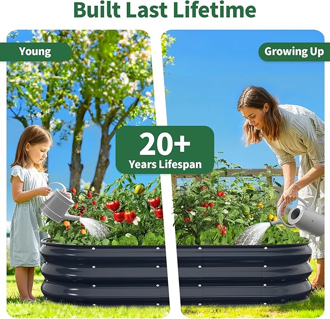 Kesfitt Raised Garden Bed, Oval Open-Bottom Design, 12-Inch Deep - Image 9