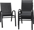 Flamaker Patio Chairs Stackable Dining Chairs Set of 4 Metal and Teslin Outdoor by Flamaker