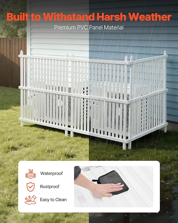 VEVOR 3 Panels Outdoor Privacy Screen, 36 x 45 in Air Conditioner Fence - Image 5