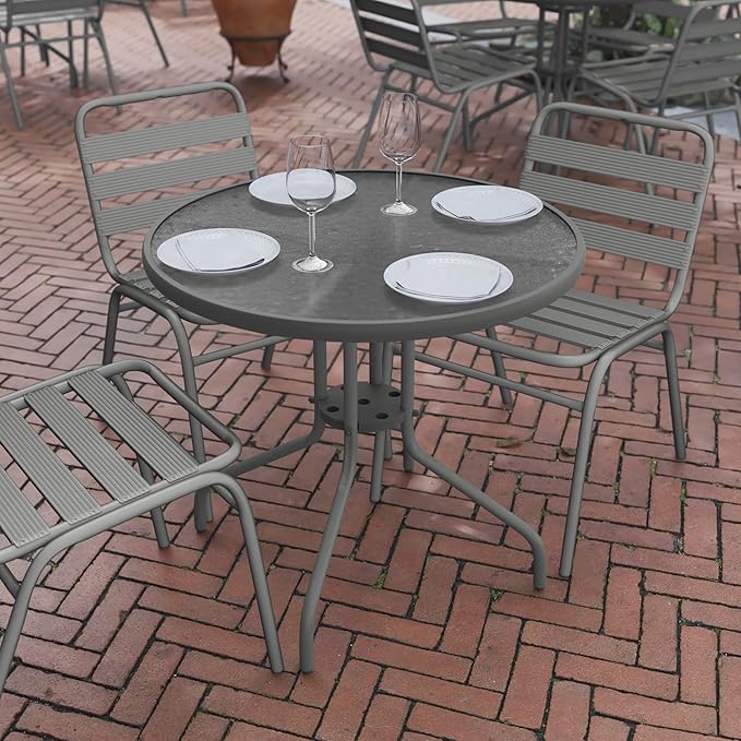 Flash Furniture Bellamy 31.5'' Round Indoor/Outdoor Tempered Glass Metal Frame - Image 5