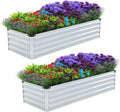 2 Pack 4x2x1FT Galvanized Raised Garden Beds Kit Outdoor Metal Gardening by Meberam