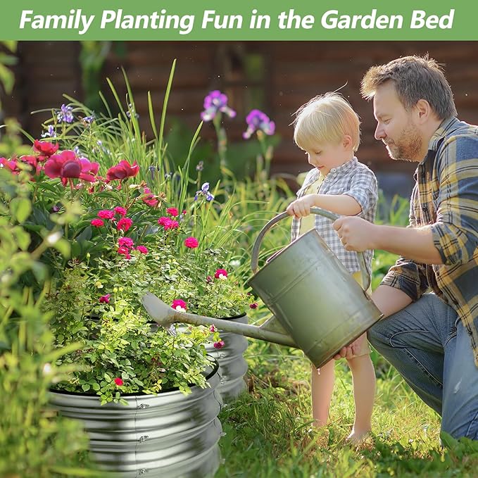 2 Pack 2x2x1ft Round Galvanized Raised Garden Bed Kits, Raised Garden Beds - Image 5