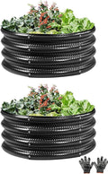 2 Pcs 2x2X1 FT Round Galvanized Raised Garden Bed Kit, Metal Raised Box by Gartist