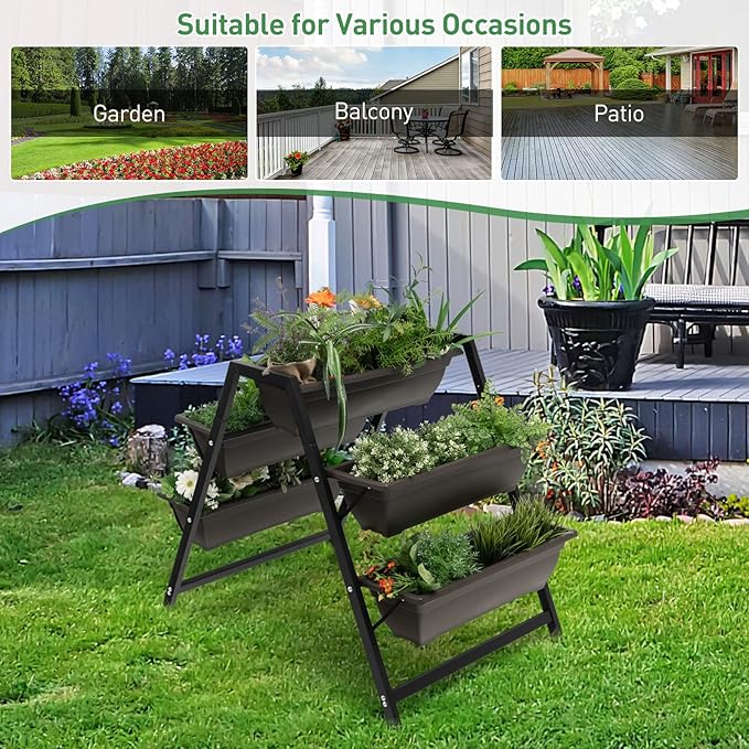 Giantex Vertical Raised Garden Bed, 5 Planter Boxes Container w/Drainage Holes - Image 8