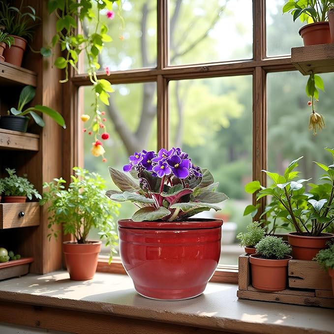 African Violet Pots Self Watering Round Ceramic Violet Pot - Image 9
