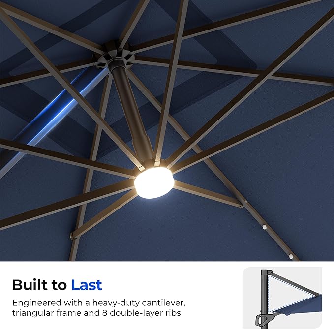HOMSHADE 10 ft Square Cantilever Patio Umbrella - Image 8