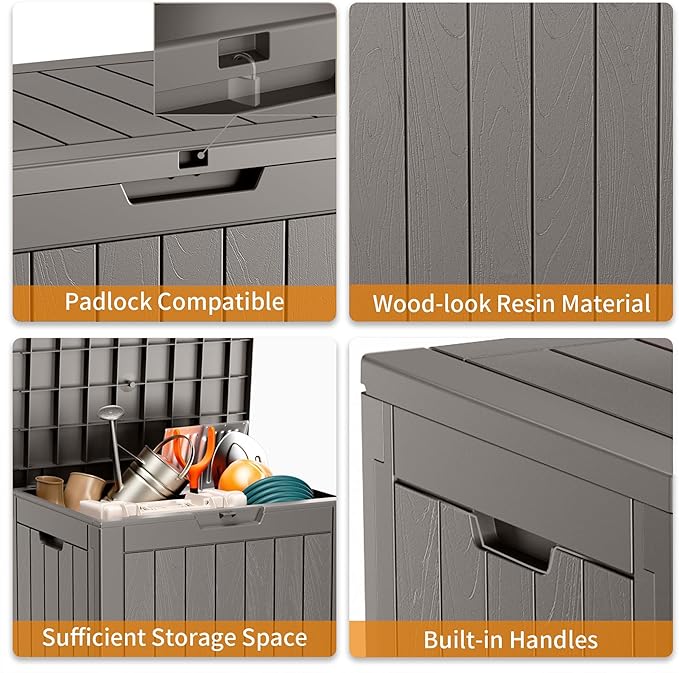 30 Gallon Outdoor Storage Box, Large Resin Deck Box - Image 3