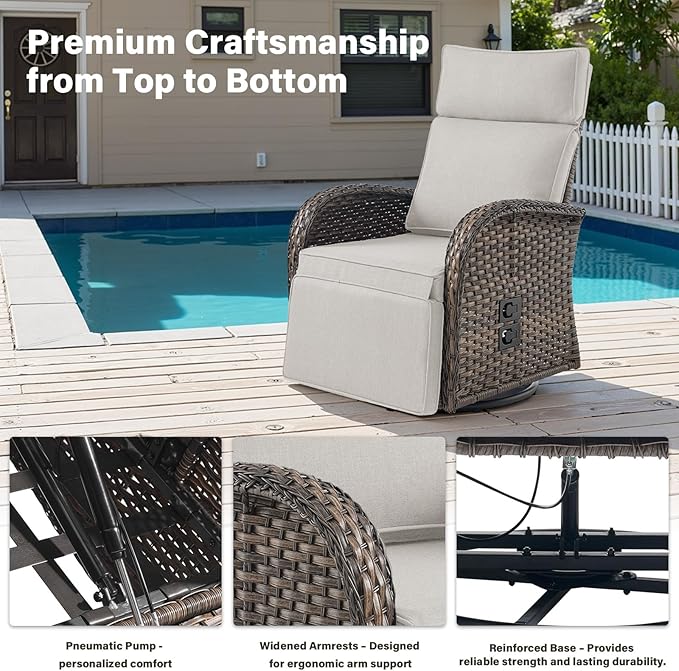 Belord Dual-Adjust Outdoor Swivel Recliner Chair – Reclining Patio Chair - Image 5