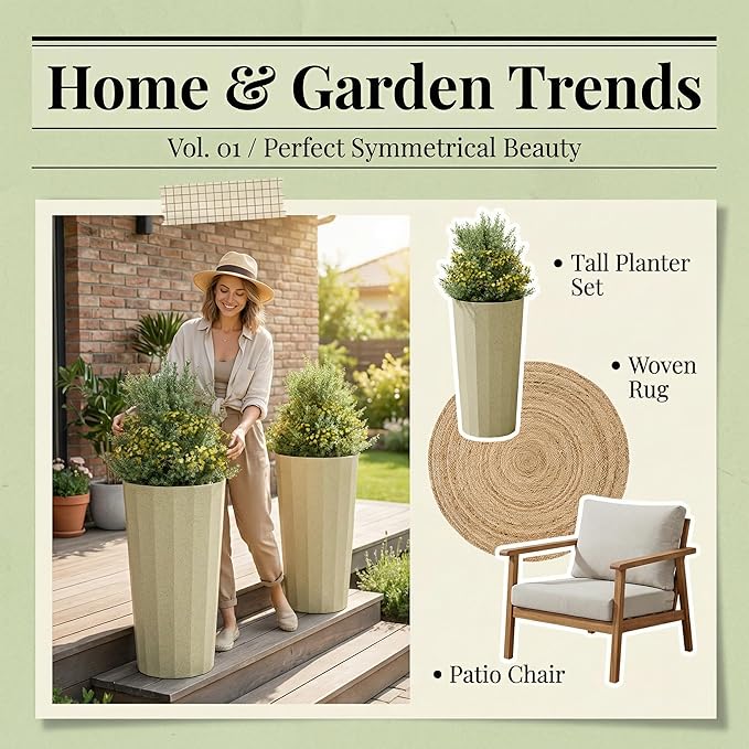 23.6" H Tall Planters for Outdoor Plants, 2 Pack Large Outdoor Planters for - Image 9