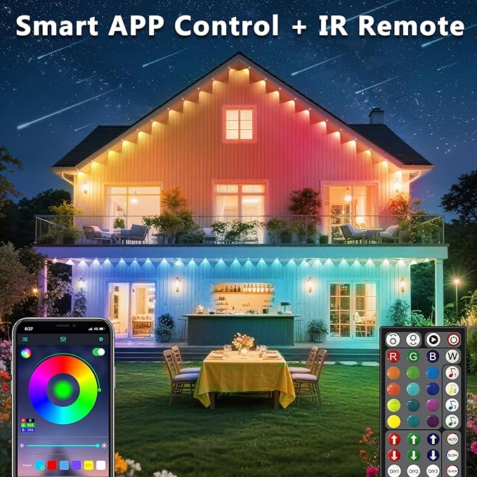 500FT Permanent Outdoor RGB Lights, IP67 Waterproof Smart Eave Lighting - Image 2