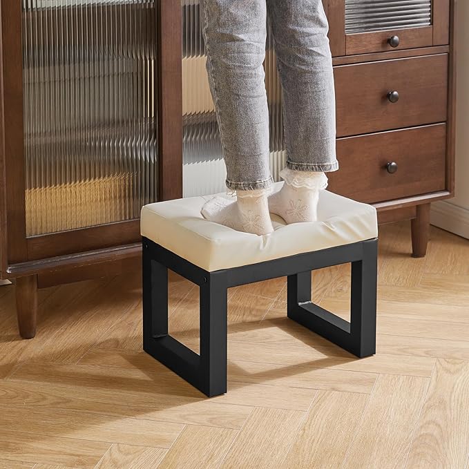 IBUYKE 16 Inch Small Foot Stool Ottoman, Rectangle PU Faux Leather Foot Rest - Image 6