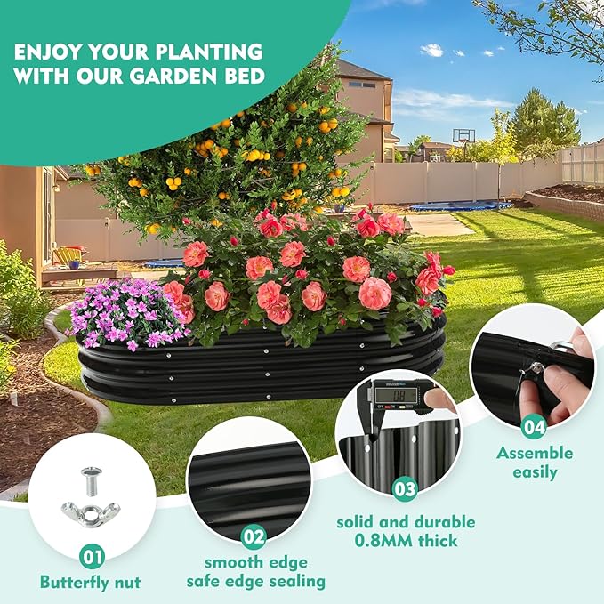 5X2.7X1 FT Oval Galvanized Metal Garden Raised Bed/Plant Box - Image 4