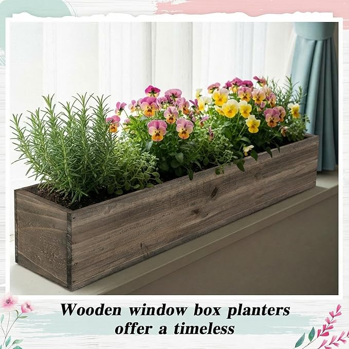 Dandat 1 Set Wood Boxes for Centerpieces 28 x 5 Inch Rectangle Wooden Planter - Image 4