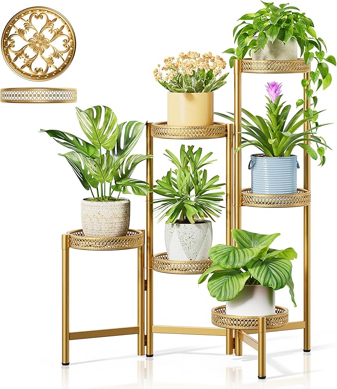 7 Tiered Metal Corner Plant Stand Indoor Outdoor, Tall Large Folding Rack by Unknown