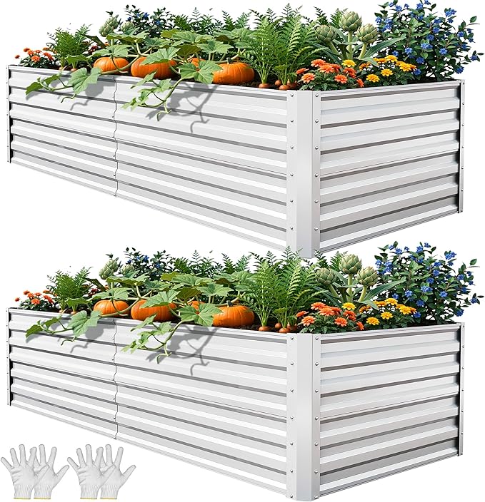 YITAHOME 6x3x2ft 2pcs Large Raised Garden Bed Kit, Galvanized Metal Planter Box by YITAHOME