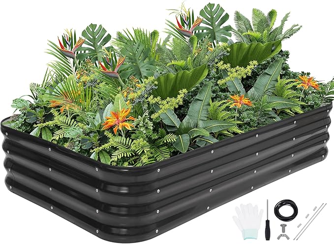 G GOOD GAIN 4-in-1 Adjustable Raised Garden Bed Kit | Galvanized Planter Boxes by GGOODGAIN
