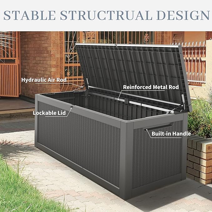 Outdoor Storage Box, Resin Deck Boxes Indoor and outdoor, Waterproof Storage - Image 3