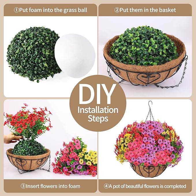 Artificial Hanging Flower for Outdoors, Fake Hanging Basket for Outside - Image 4