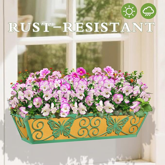 4 Pack 24 Inch Window Boxes Planters Railing Planter Box - Image 6