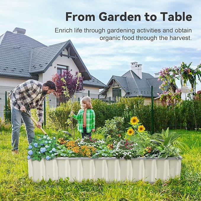 KING BIRD Raised Garden Bed 68"x 36"x 12" Galvanized Steel Metal Outdoor Garden - Image 8