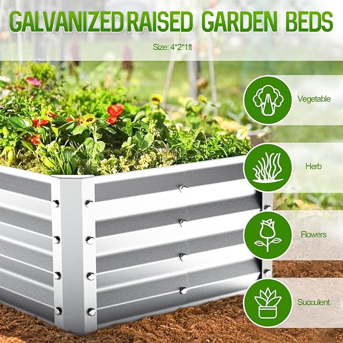 Highpro Galvanized Raised Garden Bed Kit, 4×2×1ft Planter Box - Image 5