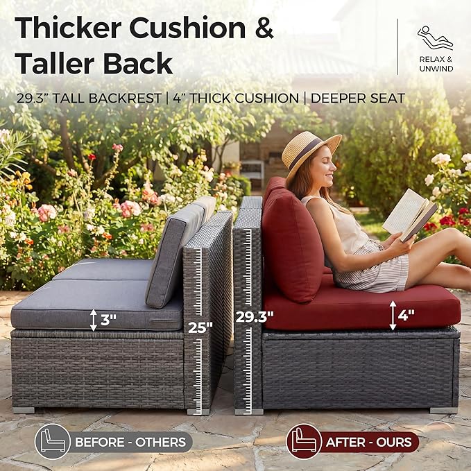 NICESOUL 7 Piece Oversized Patio Furniture Sofa Set - Image 7