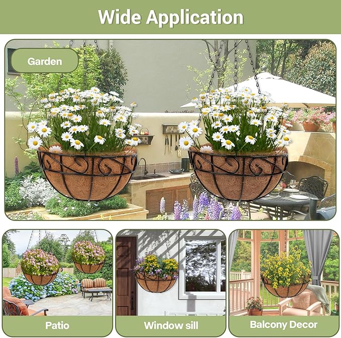 2 Pack 10 inch Metal Hanging Baskets - Image 5