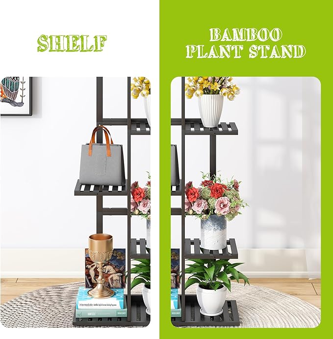 BMOSU Bamboo Plant Stand for Indoor Outdoor Plants Corner Tall Plant Shelf 6 - Image 6