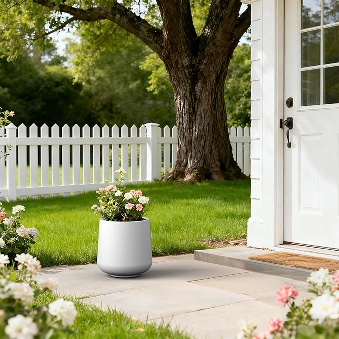 Kante 11.6" Dia Round Concrete Planter, Outdoor Indoor Large Plant Pots - Image 5