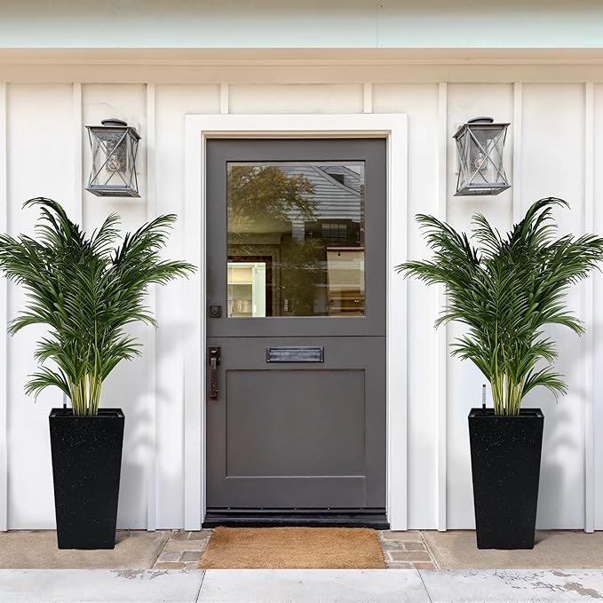 GarveeLife 22.5" Tall Planters Set of 2, Outdoor&Indoor Black Planter Pots - Image 9