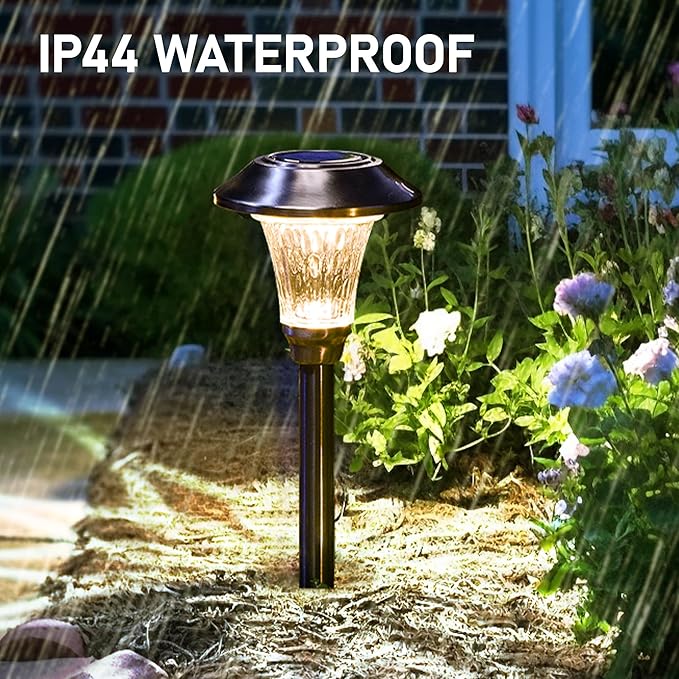 GIGALUMI Solar Pathway Lights, 8 Pack Solar Light Outdoor Waterproof, Glass - Image 5