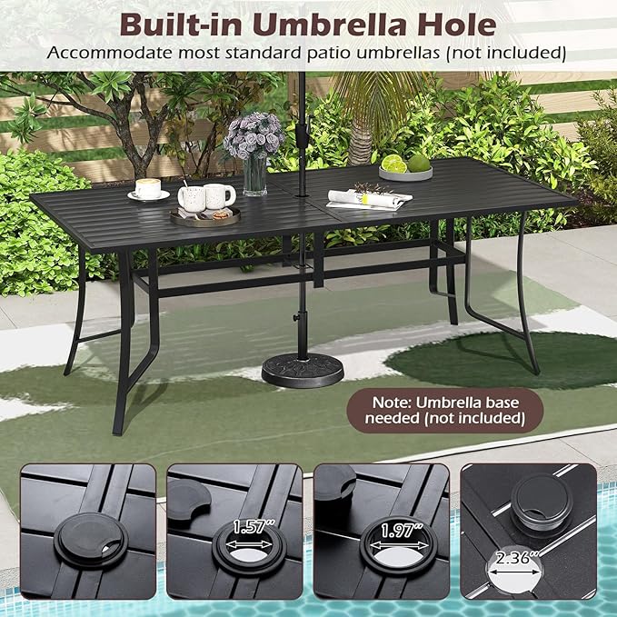 Tangkula 76" x 36" Metal Patio Dining Table - Image 6