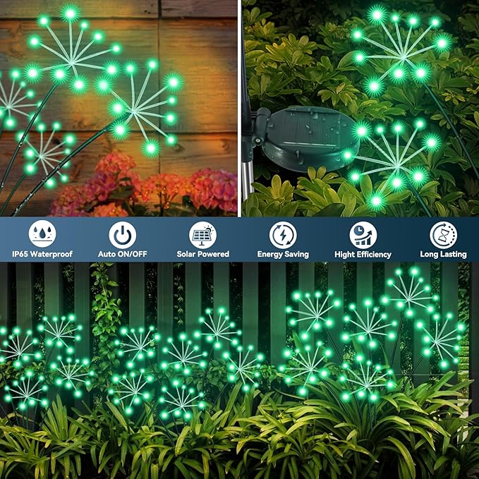 Solar Garden Lights 2 Pack Waterproof Swaying Starburst Light Solar Outdoor - Image 5