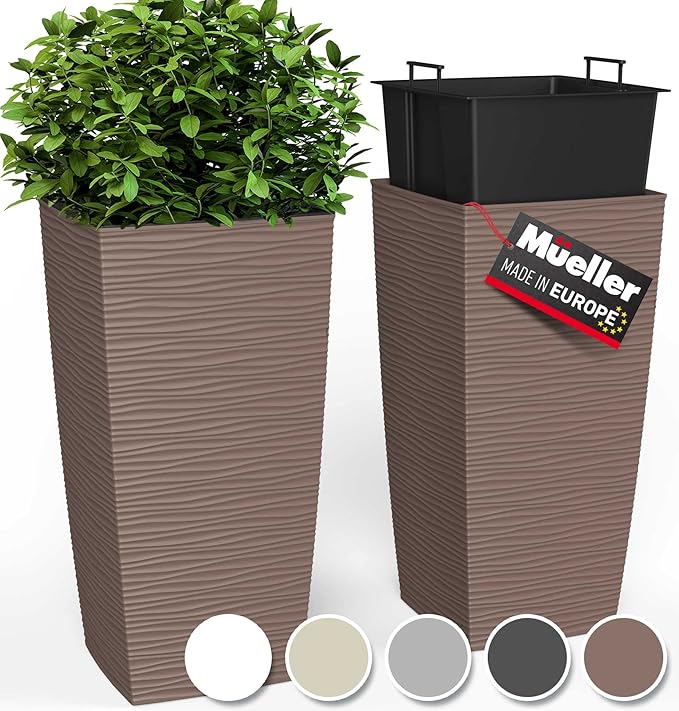 Mueller Janska M-Resin Heavy Duty Tall Planter, Indoor/Outdoor Grande Plant by Mueller