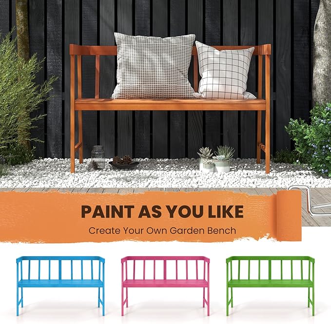 Tangkula Outdoor Eucalyptus Wood Bench, 2-Person Garden Bench - Image 7