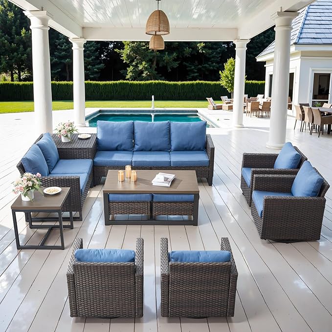 Belord Spacious 11 Pieces Patio Conversation Set - Image 2