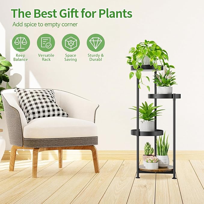 Plant Stand Indoor Outdoor Clearance, 4 Tier Metal Tall Flower Shelf Holder - Image 4
