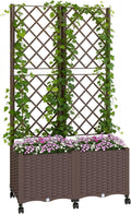 Outsunny Planter Box with Trellis, Self Watering Raised Garden Bed with by Outsunny