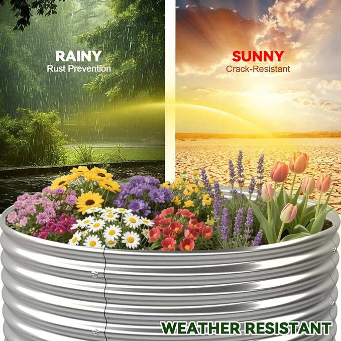 4 Pack 3x3FT Round Raised Beds for Gardening, Corrugated Galvanized Steel - Image 6