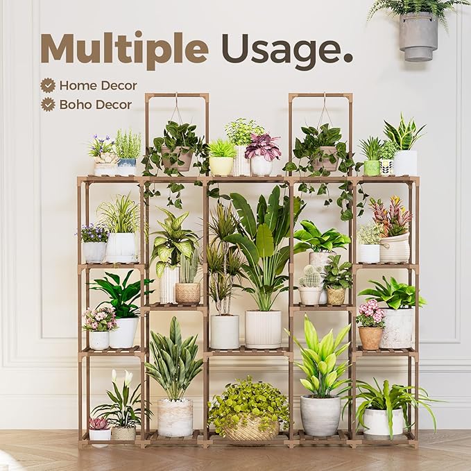 Bamworld Large Plant Shelf Plant Stand Indoor 62.2" Tall Outdoor Plant Holder - Image 6