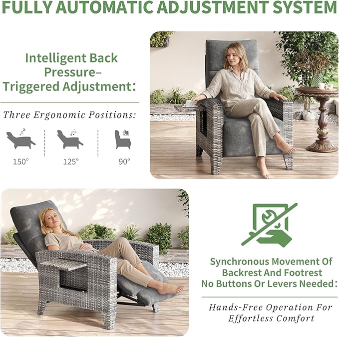 IDEALHOUSE Wicker Outdoor Recliner Reclining Patio Chairs - Image 6