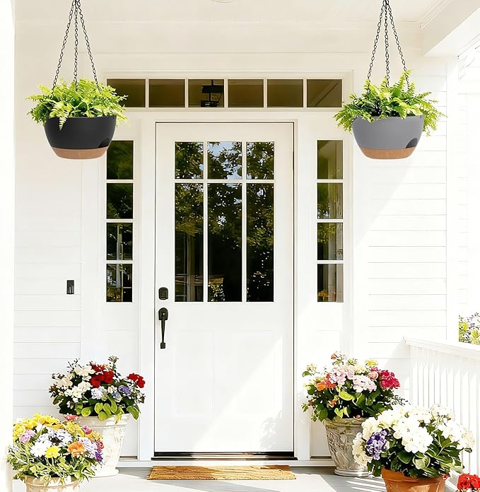 8 Inch Hanging Planters for Indoor Outdoor Plants, 4 Pack Plastic Self Watering - Image 7
