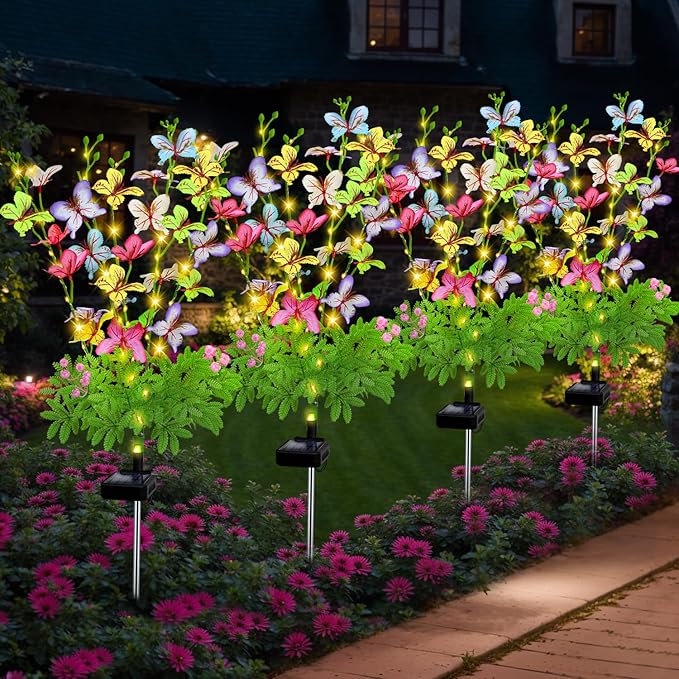 Solar Garden Lights Outdoor Waterproof, 4 Packs Solar Swaying Butterfly Lights - Image 2