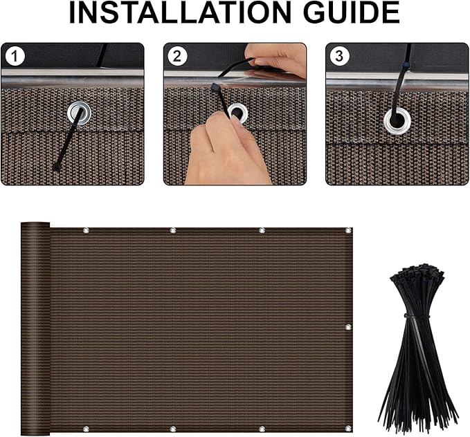 LOVE STORY 3'x6' Brown Balcony Screen Privacy Fence Cover UV Protection - Image 2