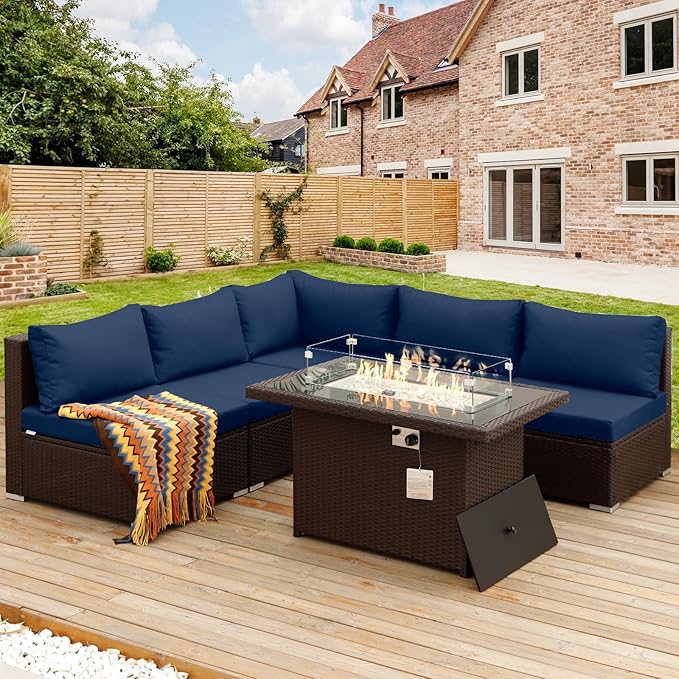NICESOUL 6 Piece L-Shaped Outdoor Couch by NICESOUL