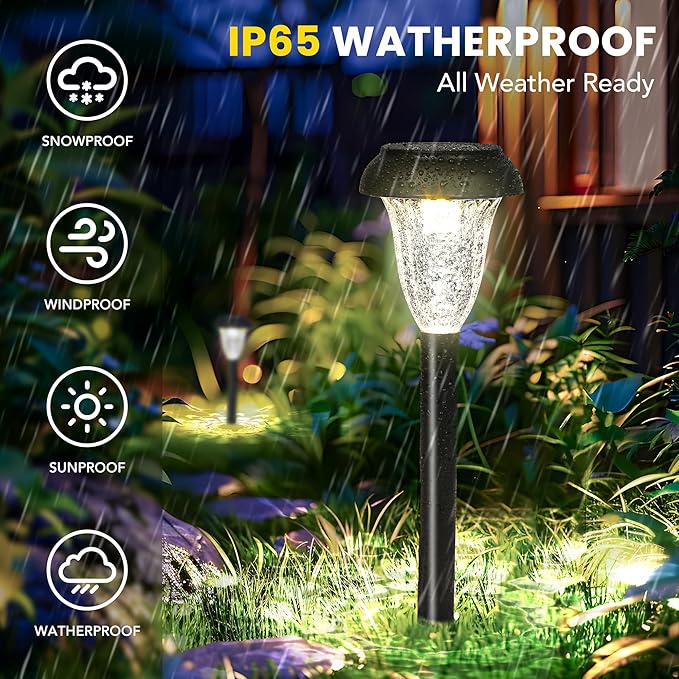 GIGALUMI 16 Pack Solar Light Outdoor Waterproof, Cool White Pathway Lights - Image 5