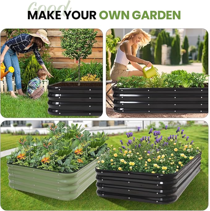 G GOOD GAIN 4-in-1 Adjustable Raised Garden Bed Kit | Galvanized Planter Boxes - Image 9