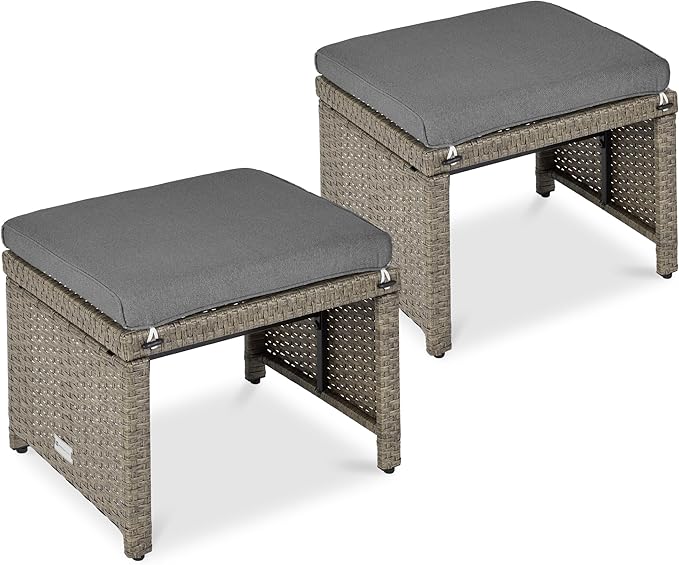 Best Choice Products Set of 2 Wicker Ottomans, Additional Seating, Side Table by BestChoiceProducts