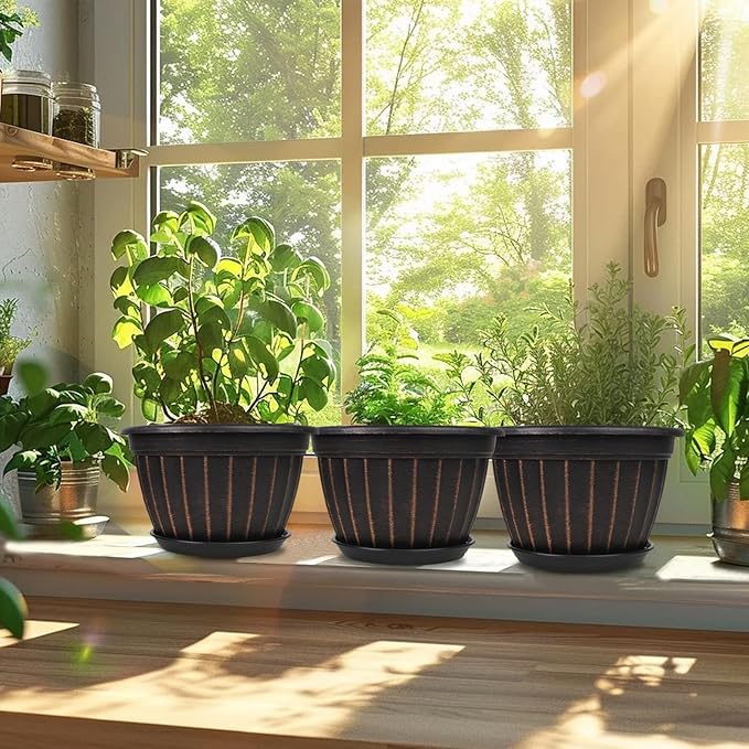 FGstyle 4 Pack Flower Pots, 8 Inch Plants Pot, Planters Pot - Image 6